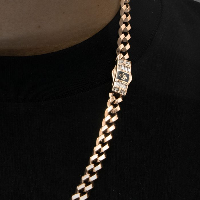 Cadena Barbada Oro solido Rosa 10K - Imagen 2