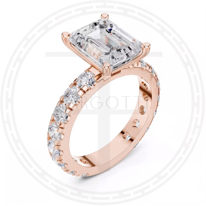 3ct anillo esmeralda con laterales corte brillante - Imagen 2