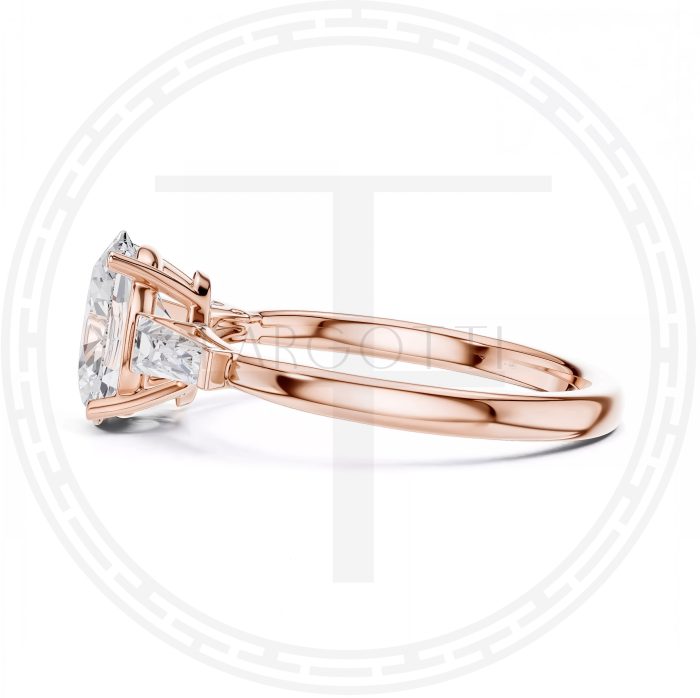 2ct anillo oval con laterales baguette - Imagen 4