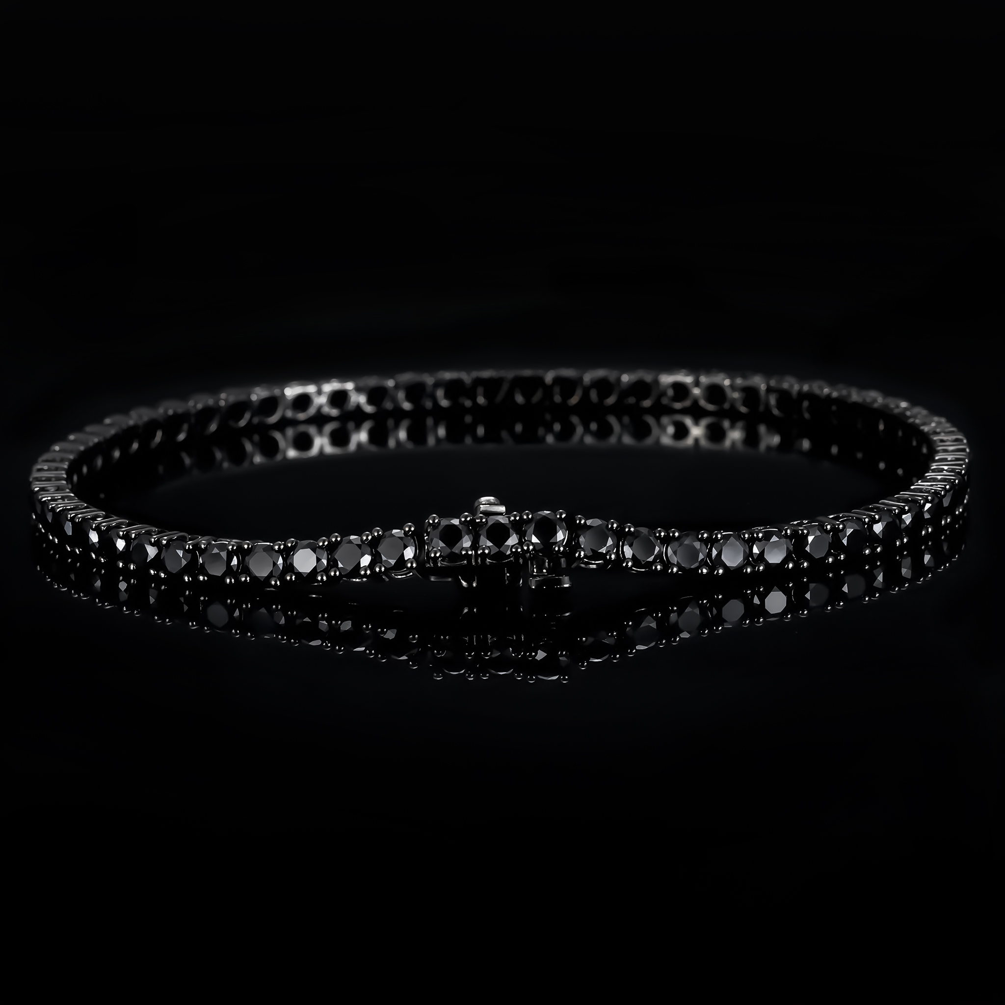 pulso tennis diamantes negros oro negro Pulso tennis oro negro 4mm - Imagen 1