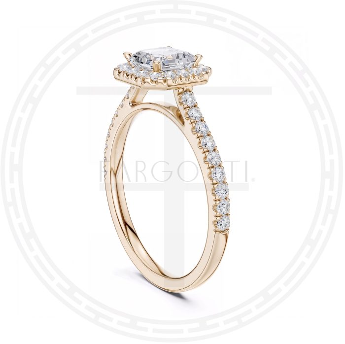 0.8ct Asscher con diamantes laterales - Imagen 4