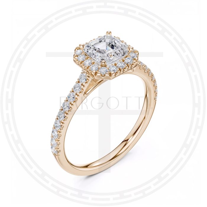 0.8ct Asscher con diamantes laterales - Imagen 3