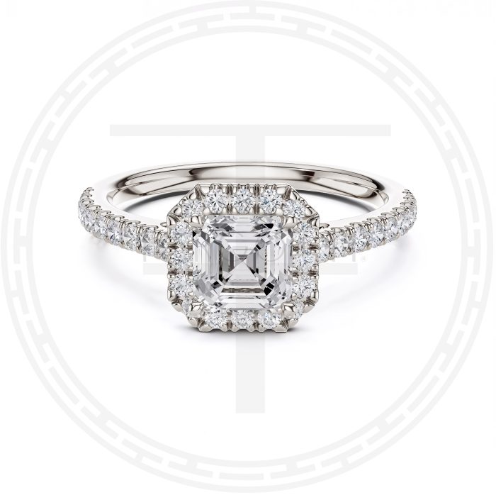 0.8ct Asscher con diamantes laterales - Imagen 6