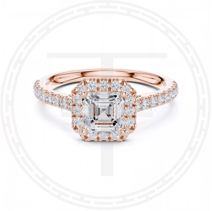 0.8ct Asscher con diamantes laterales - Imagen 5