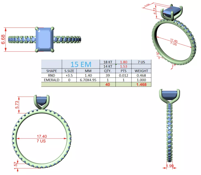 1ct esmeralda con laterales - Imagen 5