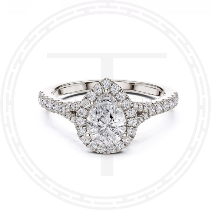 1.ct pera con aro de diamantes laterales - Imagen 5