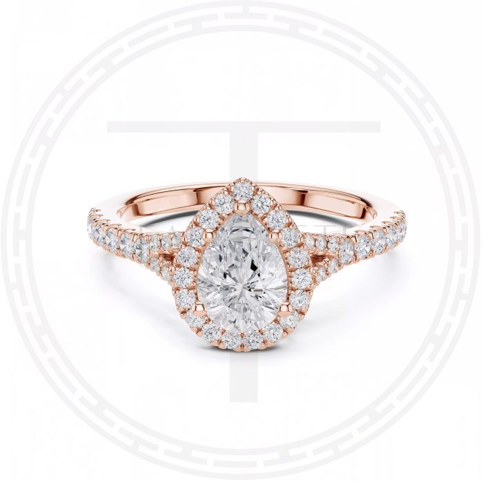 1.ct pera con aro de diamantes laterales - Imagen 4