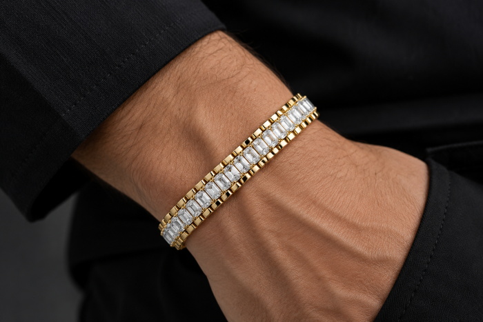 Pulsera de Diamantes Corte Esmeralda en Tendencia - Imagen 2