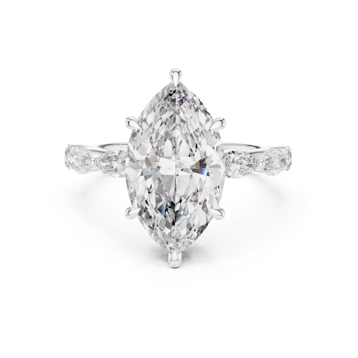 Anillo de Compromiso Diamante Marquesa con Halo Oculto - Imagen 12