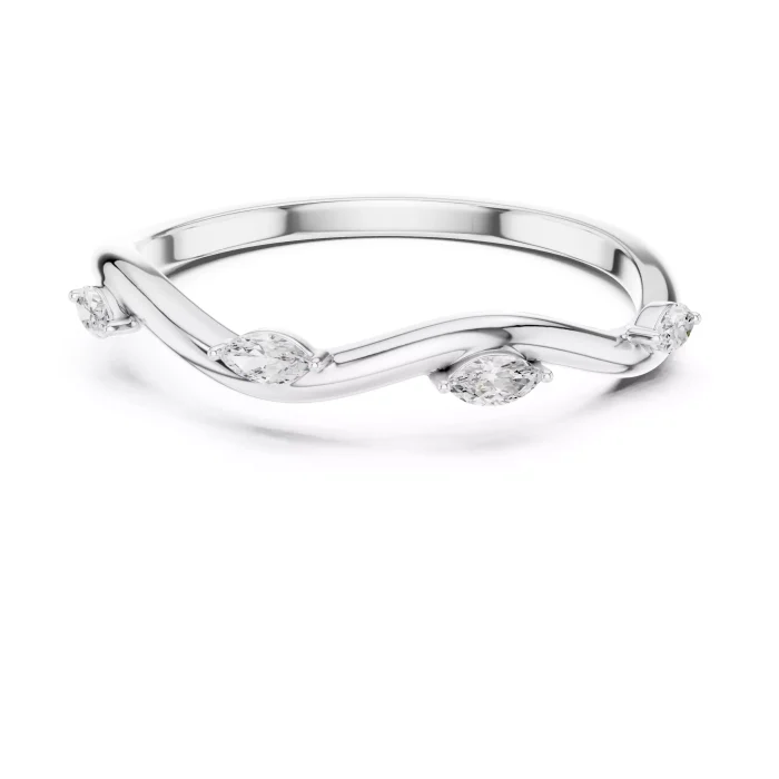 Argolla de Matrimonio Ola de Mar con Diamantes Marquesa - Imagen 4