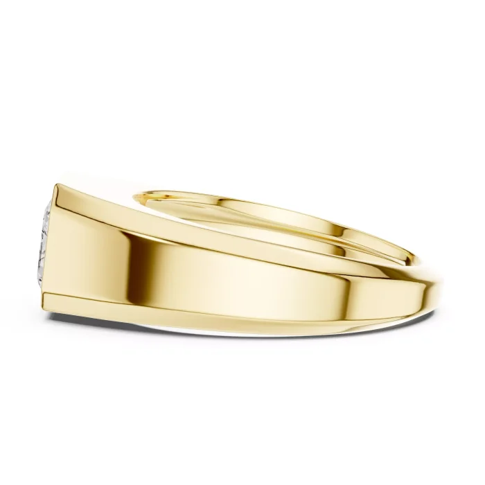 Anillo Sello Solitario Corte Esmeralda Engaste Este-Oeste - Imagen 3