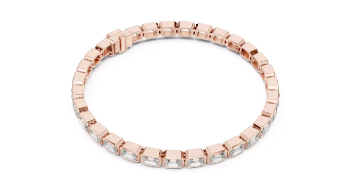 Pulsera de Diamantes Corte Esmeralda Engaste Bisel - Imagen 3