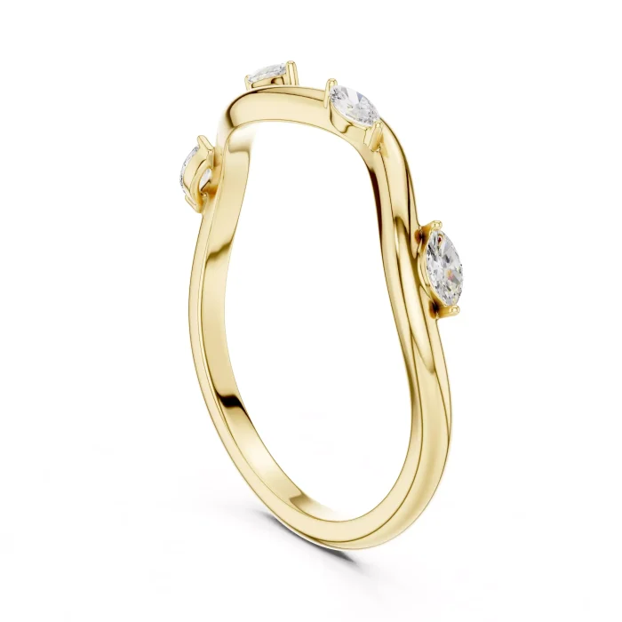 Argolla de Matrimonio Ola de Mar con Diamantes Marquesa - Imagen 7