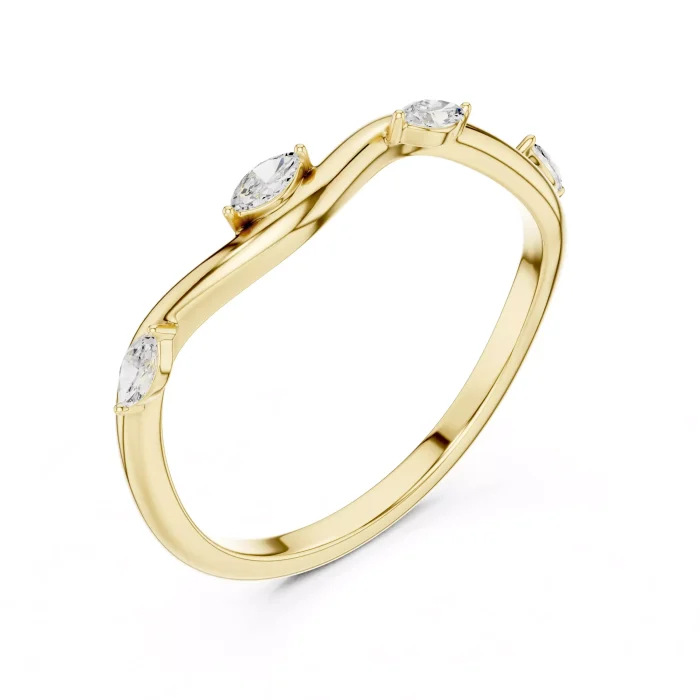 Argolla de Matrimonio Ola de Mar con Diamantes Marquesa - Imagen 6