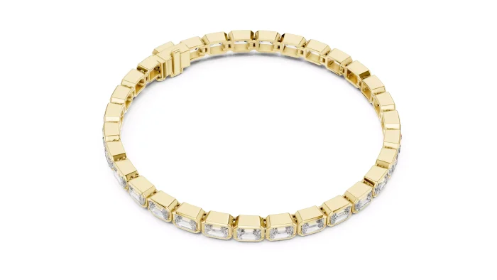 Pulsera de Diamantes Corte Esmeralda Engaste Bisel - Imagen 9