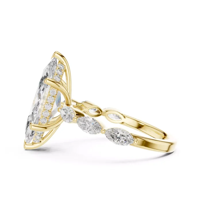 Anillo de Compromiso Diamante Marquesa con Halo Oculto - Imagen 4
