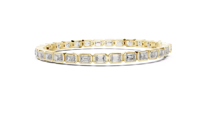 Pulsera de Diamantes Corte Esmeralda Engaste Bisel - Imagen 8