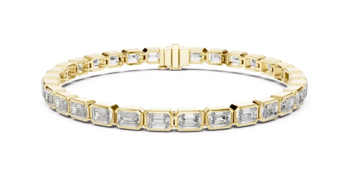 Pulsera de Diamantes Corte Esmeralda Engaste Bisel - Imagen 7