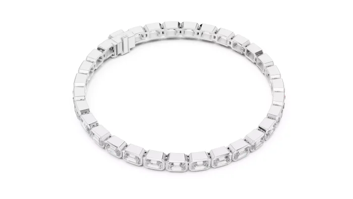 Pulsera de Diamantes Corte Esmeralda Engaste Bisel - Imagen 6