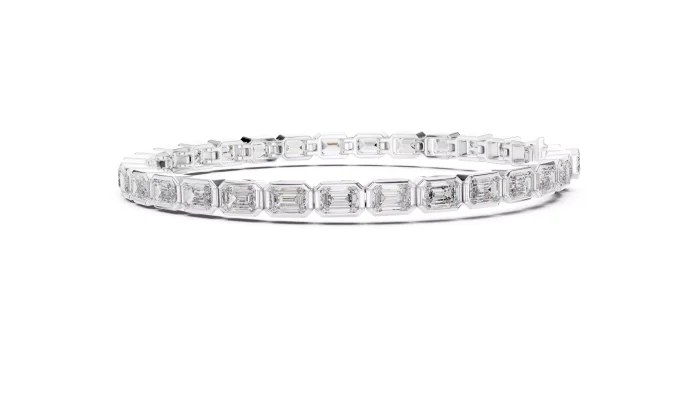 Pulsera de Diamantes Corte Esmeralda Engaste Bisel - Imagen 5