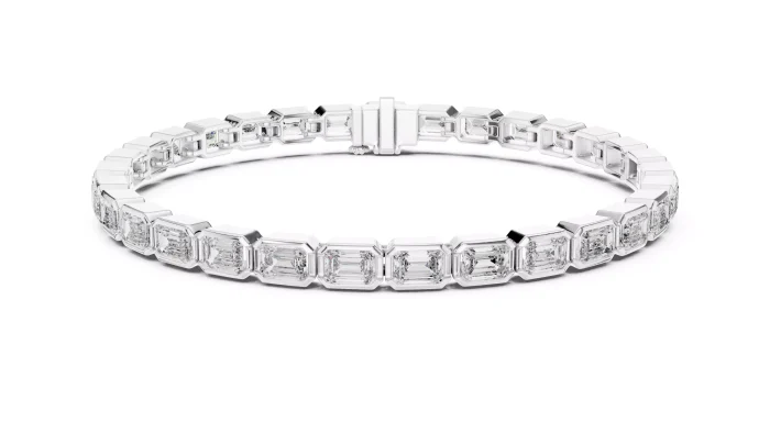 Pulsera de Diamantes Corte Esmeralda Engaste Bisel - Imagen 4