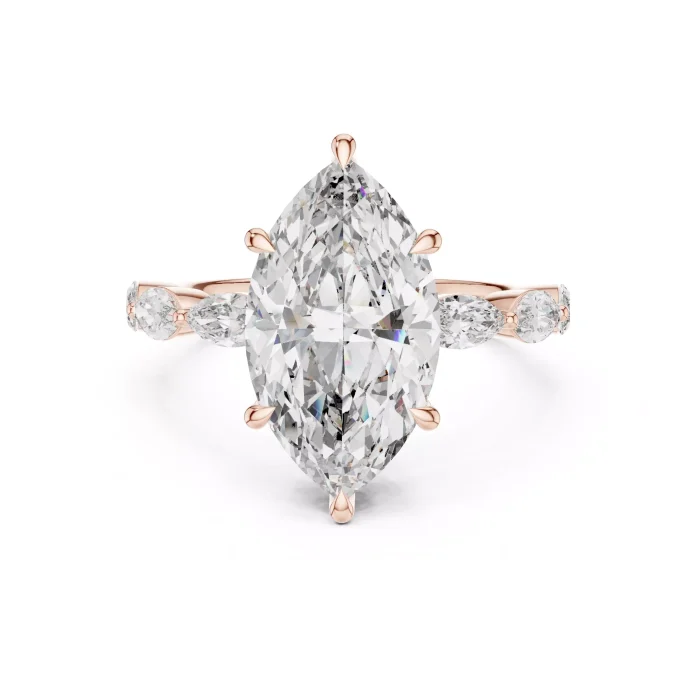 Anillo de Compromiso Diamante Marquesa con Halo Oculto - Imagen 14