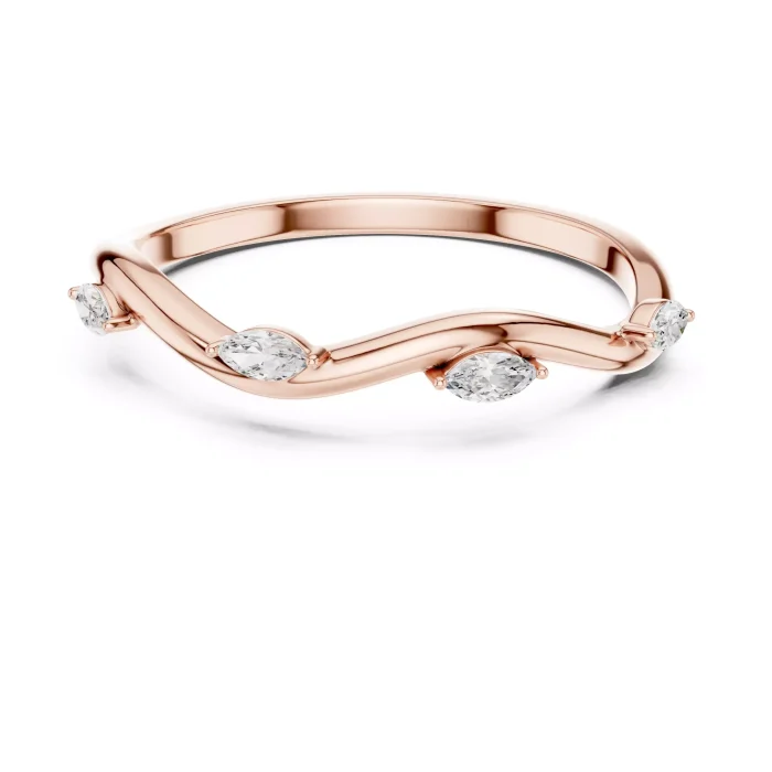 Argolla de Matrimonio Ola de Mar con Diamantes Marquesa - Imagen 3